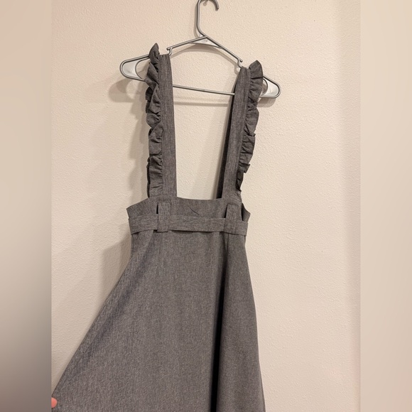 Gray Ruffle Strap Button-Down Dress - Picture 5 of 5